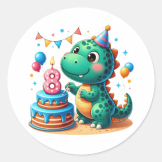 Adesivo Aniversário de 8 anos do Dino
