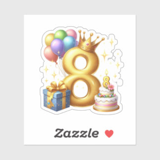 Adesivo Aniversário de 8 anos dourado