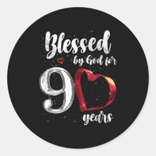 Adesivo Aniversário de 90 anos Abençoado por Deus por 90 A