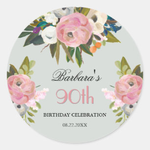 ADESIVO Aniversário de 90 anos Floral Elegante Pin