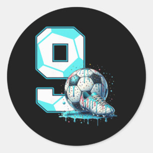 Adesivo Aniversário de 9 anos de Futebol Sorvete Drip Bday