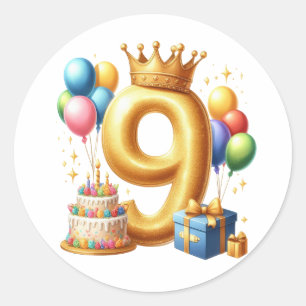 Adesivo Aniversário de 9 anos de ouro