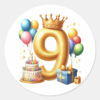 Adesivo Aniversário de 9 anos de ouro