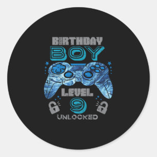 Adesivo Aniversário de 9 anos do garoto Gamer Nível 9 Desb