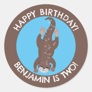 Adesivo Aniversário de animação personalizado de mergulho 