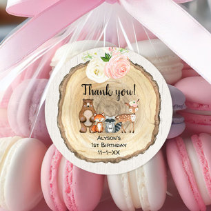 Adesivo Aniversário de animais bonitos da floresta floral