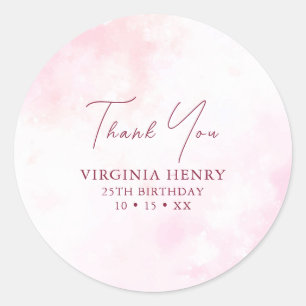 Adesivo Aniversário de Aquarela Rosa