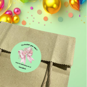 Adesivo Aniversário de Arco Floral Rosa-Rosa-Bonita