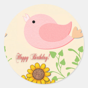 Adesivo Aniversário de Aves e Girassóis