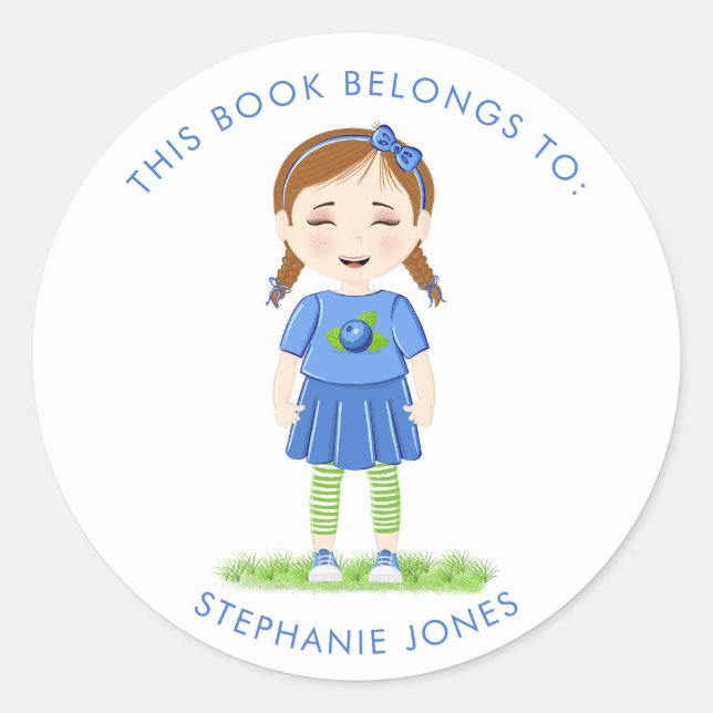 Adesivo Aniversário de Blueberry Este Livro Pertence (Frente)