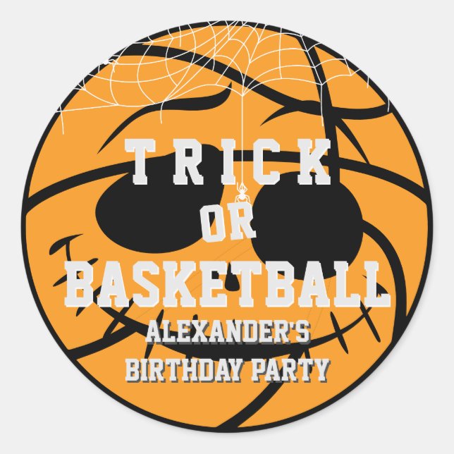 Adesivo Aniversário de Bola de Halloween ou Basket (Frente)