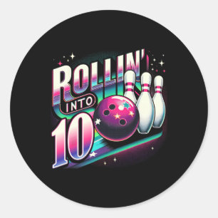 Adesivo Aniversário de Boliche Rolando Para 10 Festa 10º A