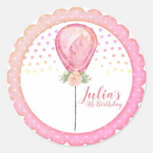 Adesivo Aniversário de bolinhas de balão rosa