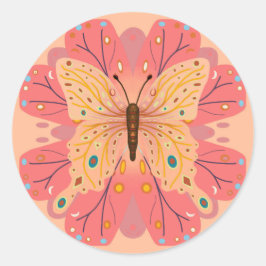 Adesivo Aniversário de Borboleta Rosa e Pêssego