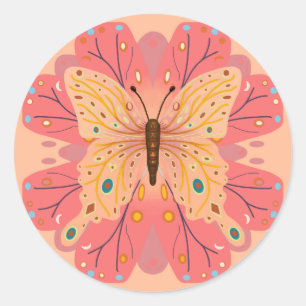 Adesivo Aniversário de Borboleta Rosa e Pêssego