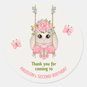 Adesivo Aniversário de "Bunny bailerina verde rosa"