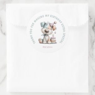 Adesivo Aniversário de Cachorro Caprichoso em Aquarela