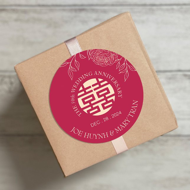 Adesivo Aniversário de Casamento da Felicidade Dupla Ranun (Criador carregado)