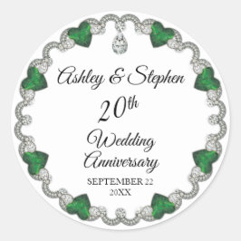 Adesivo Aniversário de Casamento de 20 de Ouros Elegantes