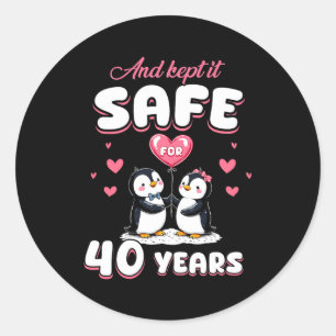Adesivo Aniversário de Casamento de 40 Anos Casal de Pingu