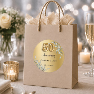 Adesivo aniversário de casamento de 50 anos dourado verde