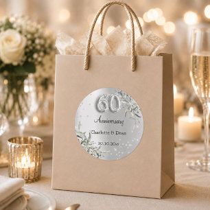 Adesivo aniversário de casamento de 60 anos prata diamante
