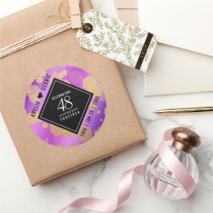 Adesivo Aniversário de Casamento de Ametist 48º Elegante