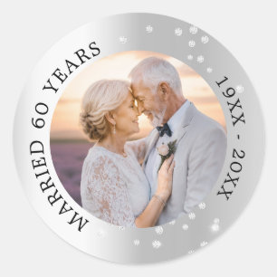 Adesivo aniversário de casamento de diamante prateado 60 a