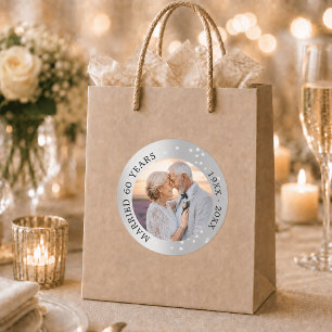 Adesivo aniversário de casamento de diamante prateado 60 a