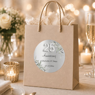 Adesivo aniversário de casamento de prata de 25 anos com f