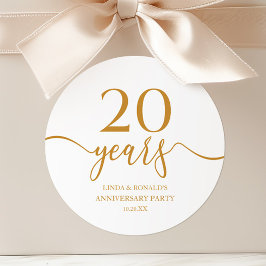 Adesivo Aniversário de Casamento do 20 de Champagne Elegan