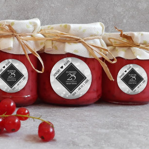 Adesivo Aniversário de Casamento do 25 Silver Elegante