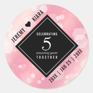 Adesivo Aniversário de Casamento do 5 Rosa Quartz