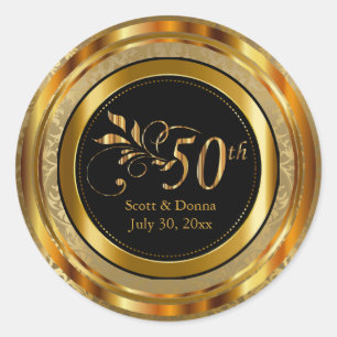 Adesivo Aniversário de Casamento do Ouro Clássico 50º