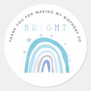 Adesivo Aniversário de criança Arco-Íris Azul, Favor Br