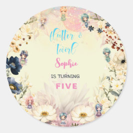 Adesivo Aniversário de criança de aquarelas de fada