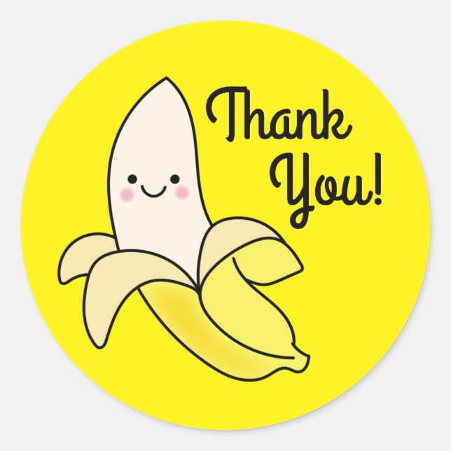 Adesivo Aniversário de criança de Banana Cute Kawaii (Frente)