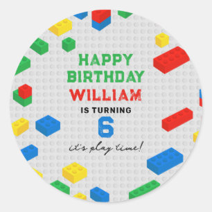 Adesivo Aniversário de criança de blocos construtivos de t