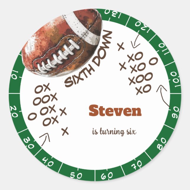 Adesivo Aniversário de criança de bola de futebol american (Frente)
