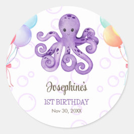 Adesivo Aniversário de criança de Bolha de Octopus
