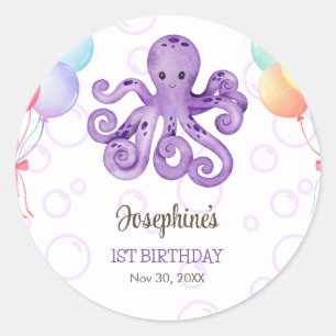 Adesivo Aniversário de criança de Bolha de Octopus