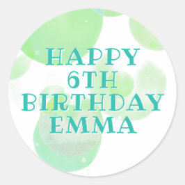 Adesivo Aniversário de criança de bolhas verdes e azuis