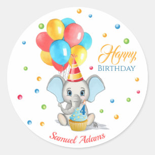 Adesivo Aniversário de criança de Cartoon Elefante Color