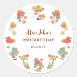 Adesivo Aniversário de criança de Cogumelo Psicodélico Gro
