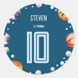 Adesivo Aniversário de criança de esportes de esferas