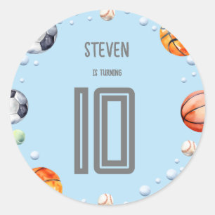 Adesivo Aniversário de criança de esportes de esferas