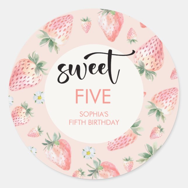 Adesivo Aniversário de criança de morango doce (Frente)
