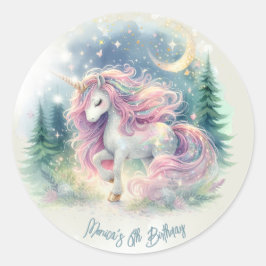 Adesivo Aniversário de criança de unicórnio espumante mági