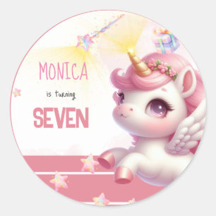 Adesivo Aniversário de criança de unicórnio pastel de magi