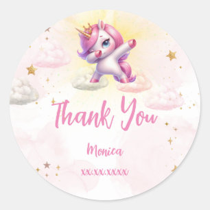 Adesivo Aniversário de criança de unicórnio pink de abbing